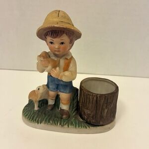Boy With Dogs Vintage Porcelain Figure By Verona Vergasi 1979